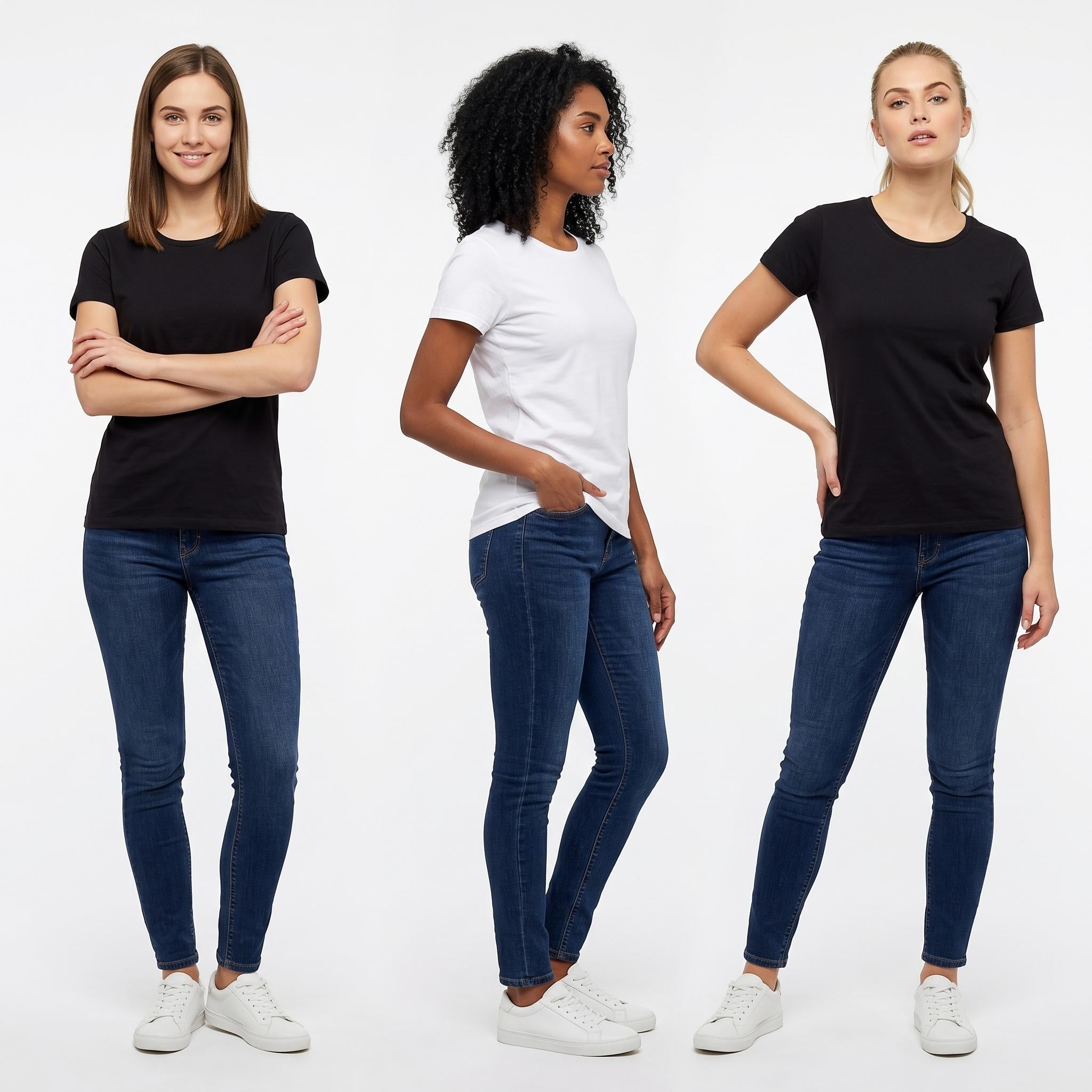 3 Pack Women's 100% Cotton T-Shirts | Soft Breathable Crew Neck Everyday Essential Tees