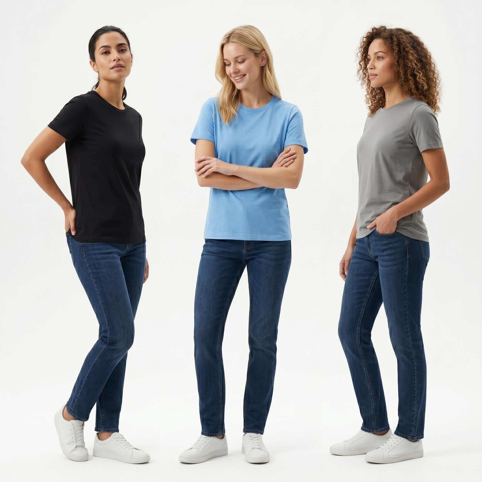 3 Pack Women's 100% Cotton T-Shirts | Soft Breathable Crew Neck Everyday Essential Tees