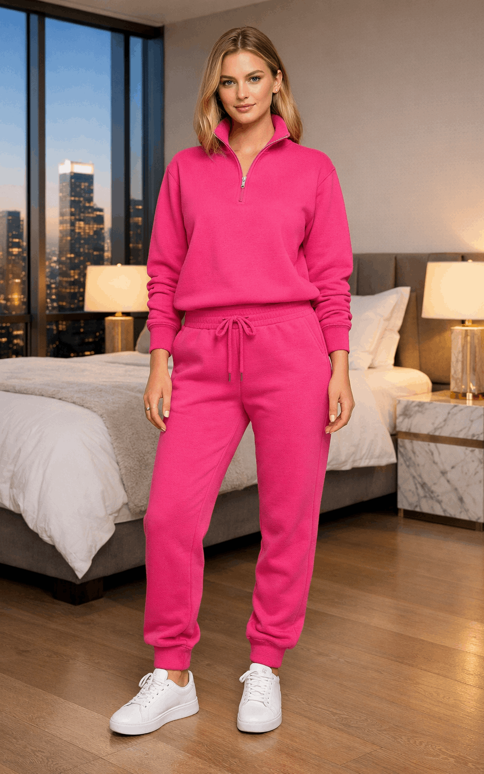 Pink Quarter Zipper Tracksuit