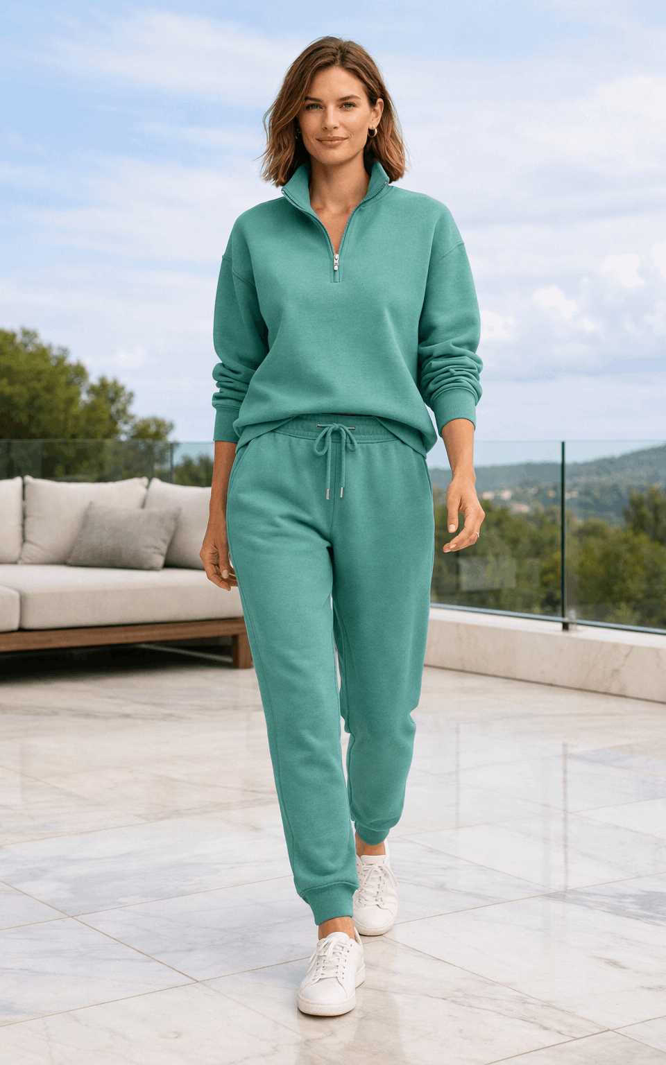 See Green Quarter Zipper Tracksuit