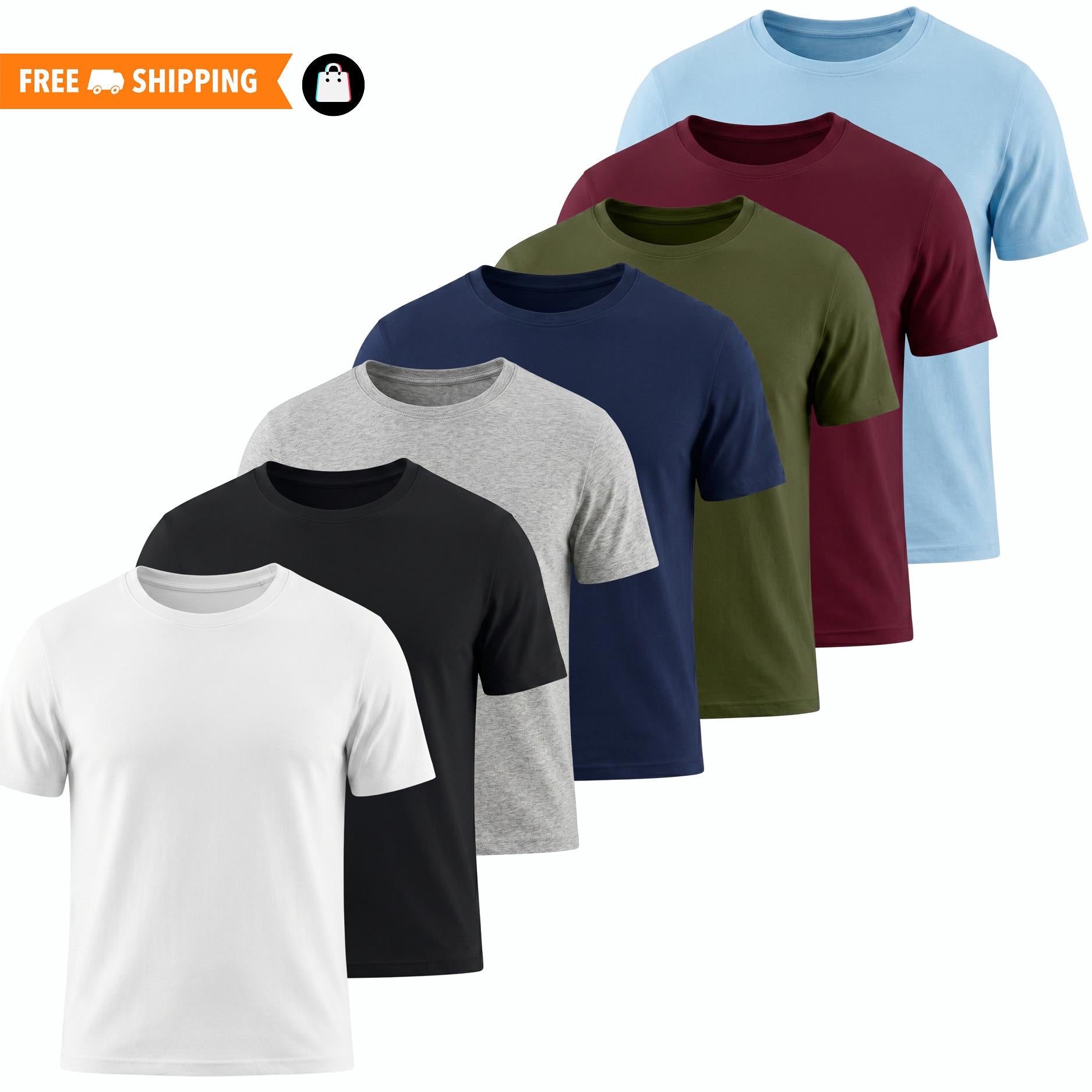 3 Pack Men's 100% Cotton T-Shirts | Soft Breathable Crew Neck Everyday Essential Tees Black