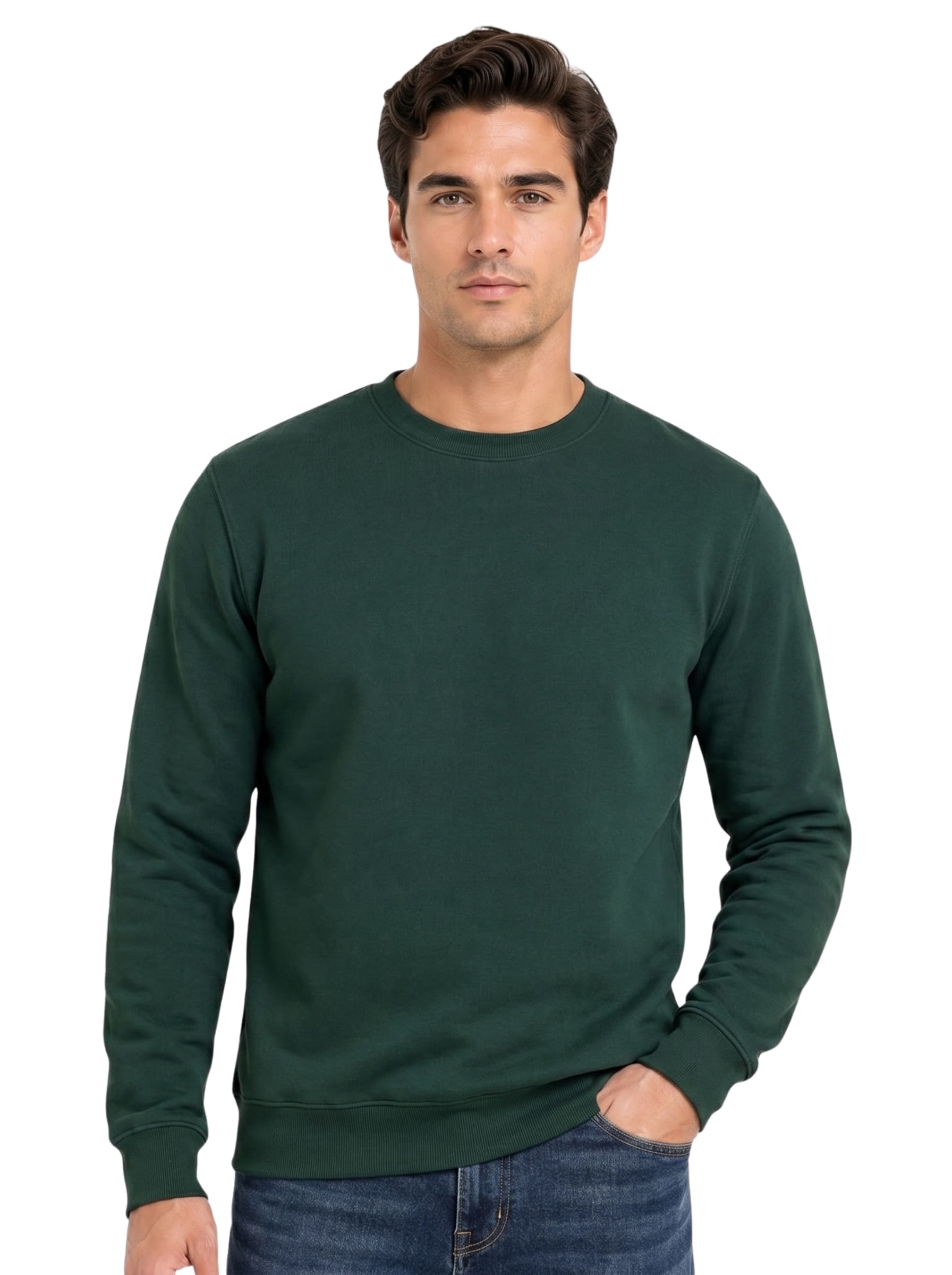 Cozy Men's Sweatshirts | SKM Bottle Green