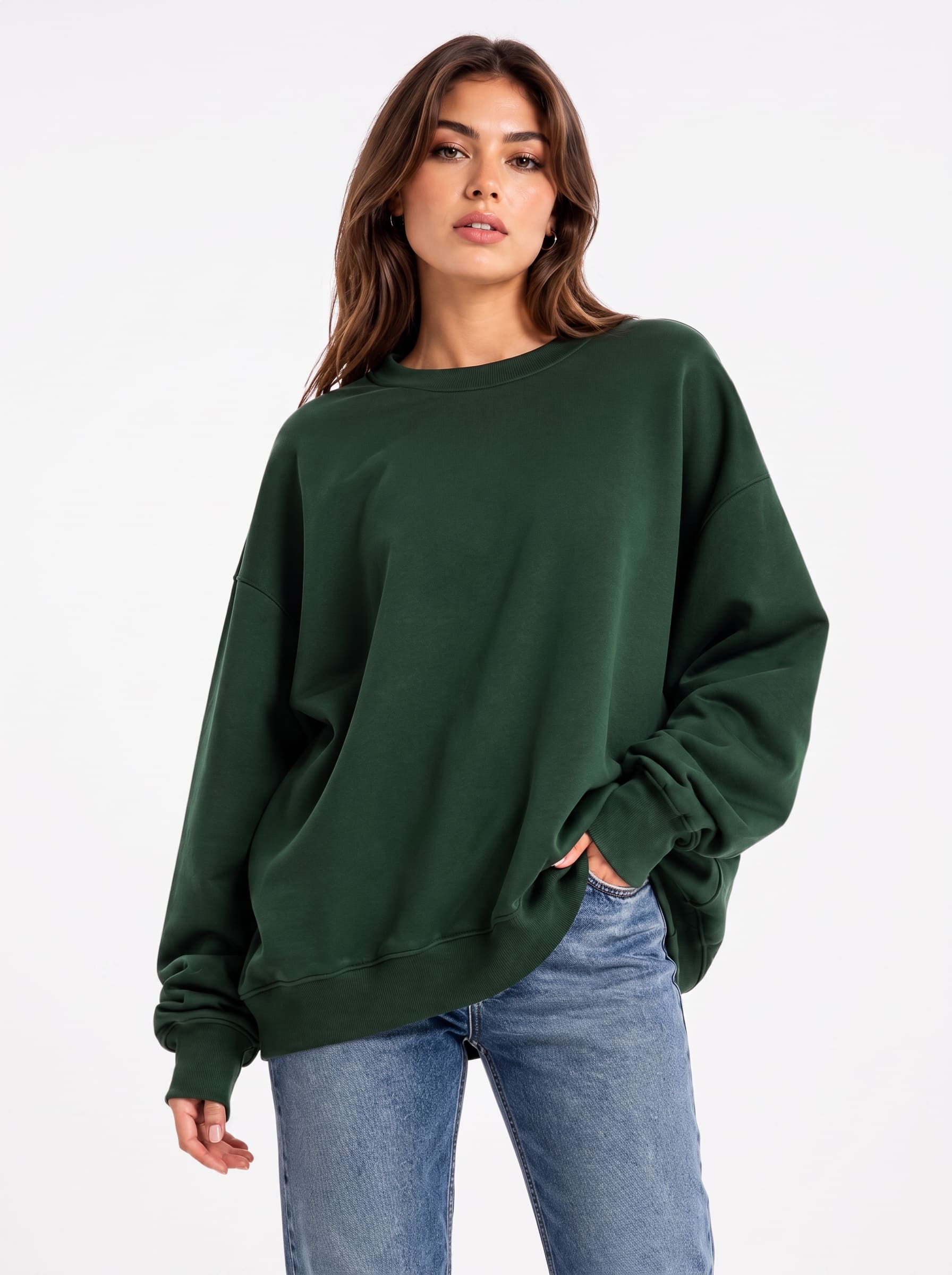 Oversized Women's Sweatshirts Pack of 3 | SKM Bottle Green