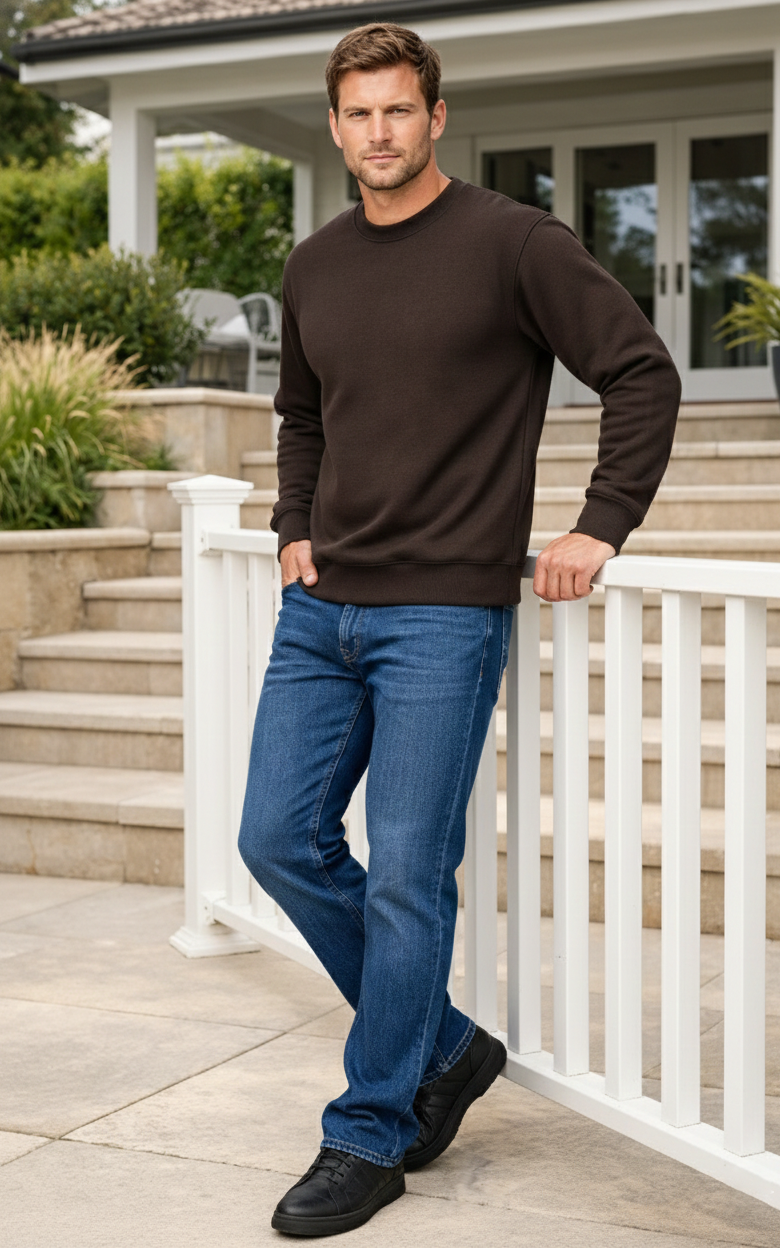 Dark Brown Men's Classic Sweatshirt Khaki