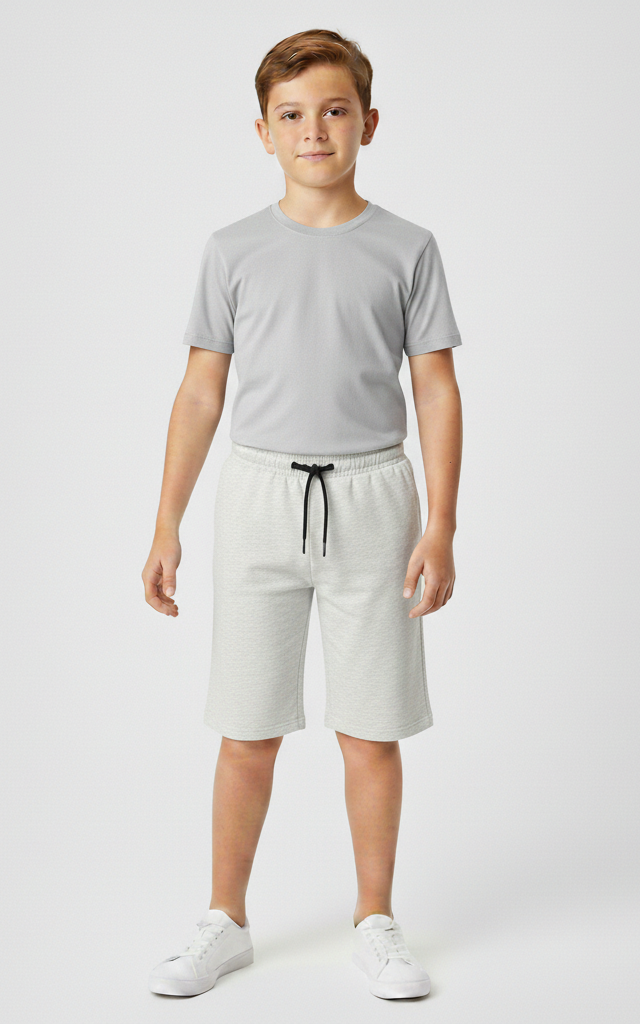 Boys Summer T-Shirt & Shorts Set | 2-Piece Outfit Grey Shirt + Grey Short
