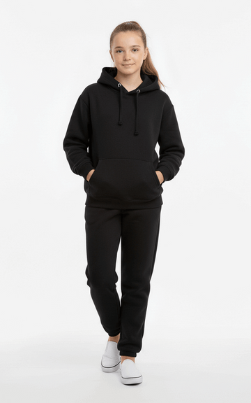 Pullover Hoodie Tracksuit for Girls – Cute & Comfy Everyday Tracksuit Black