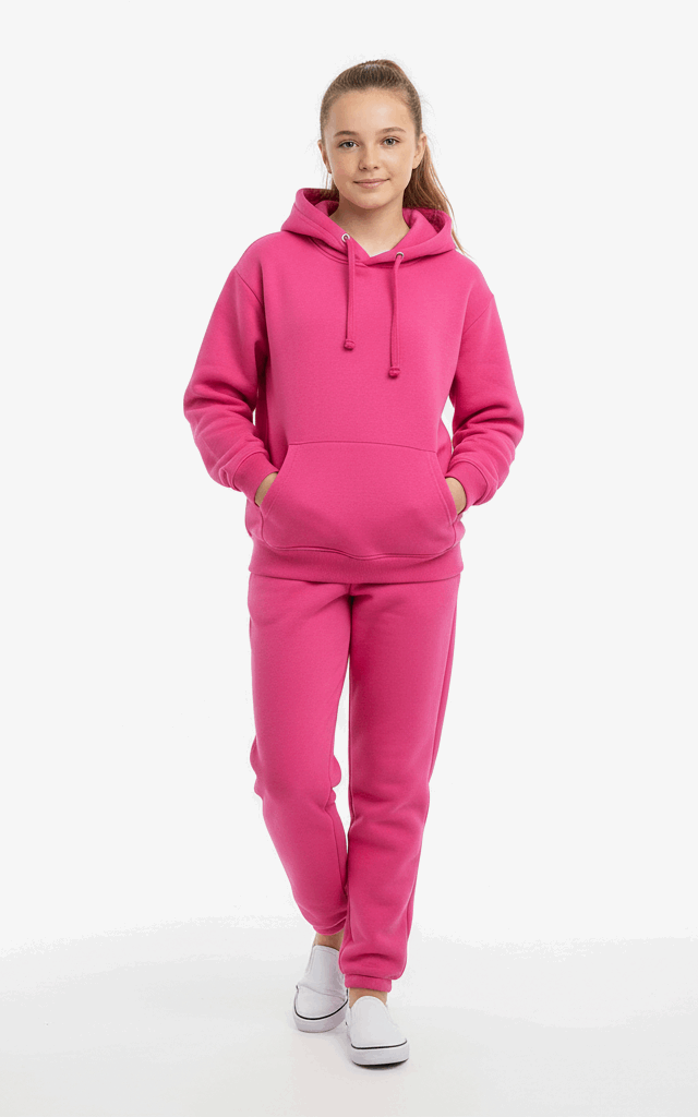 Pullover Hoodie Tracksuit for Girls – Cute & Comfy Everyday Tracksuit Pink