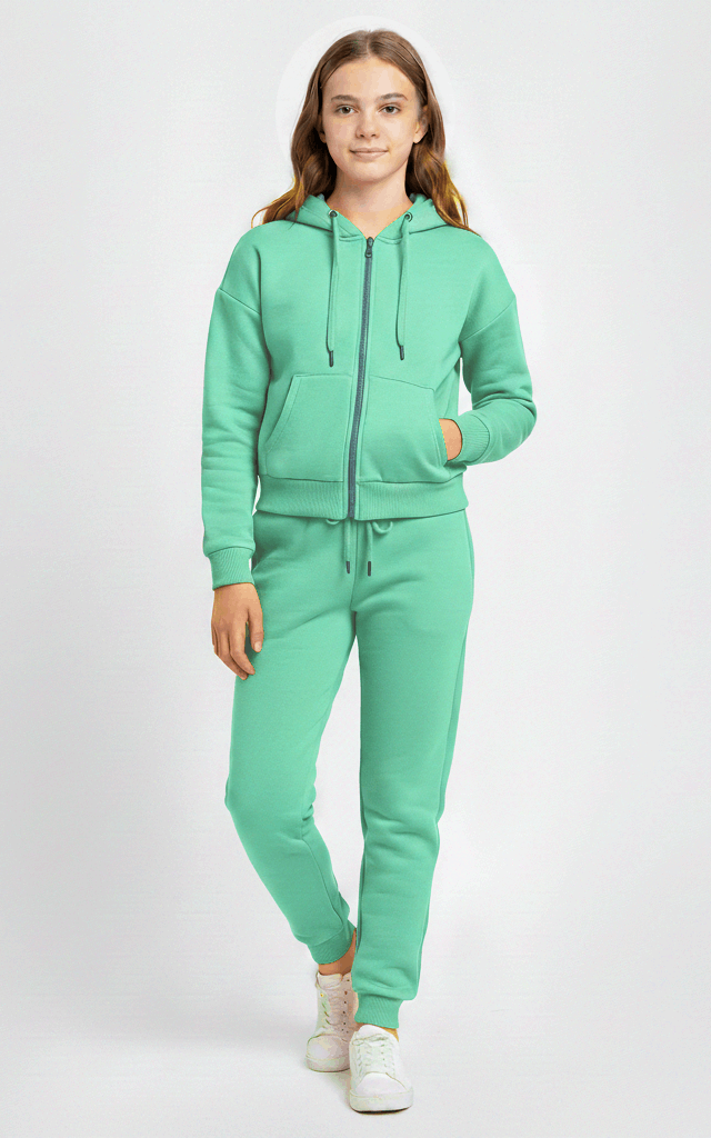 Zipper Hoodie Tracksuit for Girls – Stylish & Cozy Everyday Chocolate Brown