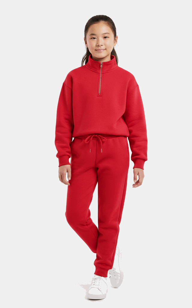 Quarter-Zip Sweatshirt Tracksuit for Girls – Trendy & Comfortable Black