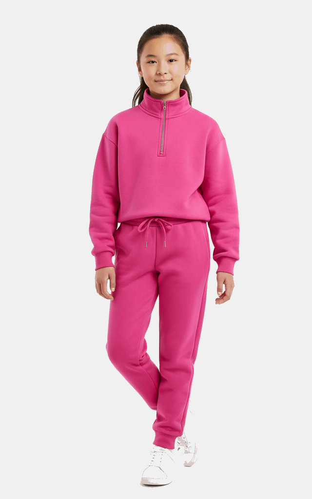 Quarter-Zip Sweatshirt Tracksuit for Girls – Trendy & Comfortable Chocolate Brown