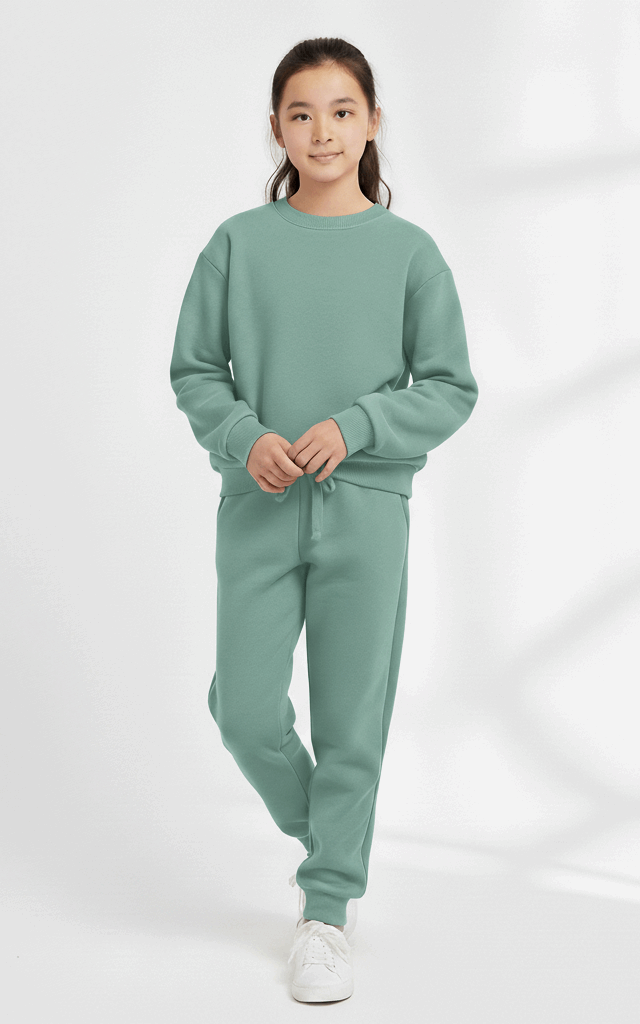 Classic Sweatshirt Tracksuit for Girls – Cozy & Stylish Everyday Tracksuit See Green