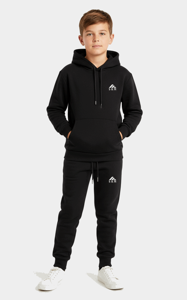 Boys’ Pullover Hoodie Tracksuit – Cozy & Stylish Outfit Set Black