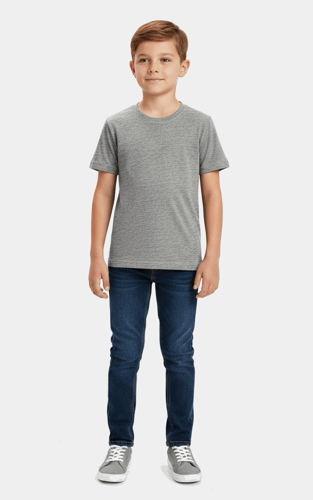 Half Sleeve T-Shirt for Boys – Comfortable & Stylish Everyday Wear Heather Grey