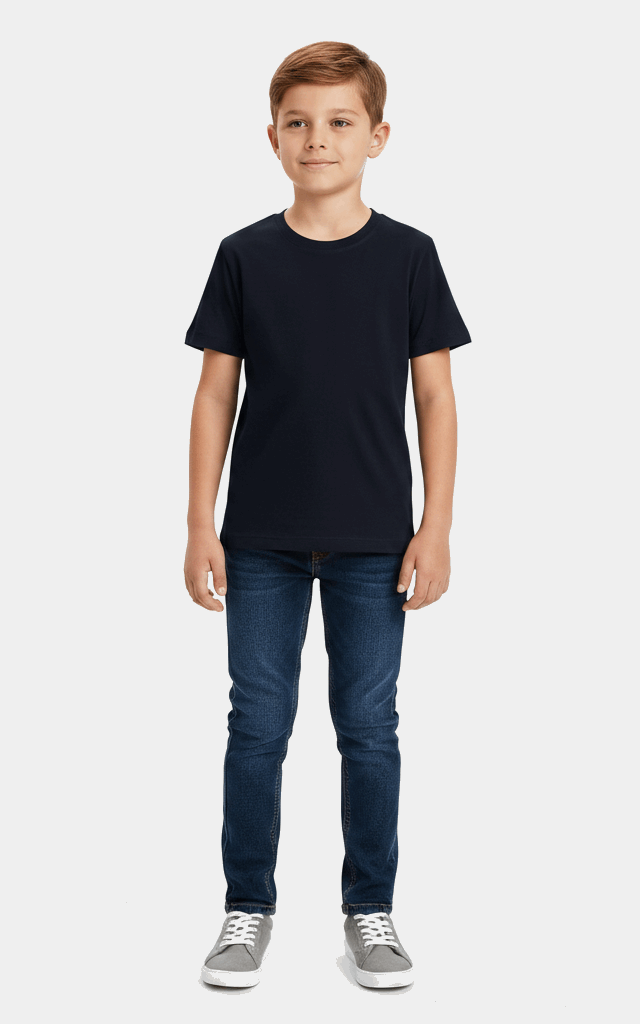 Half Sleeve T-Shirt for Boys – Comfortable & Stylish Everyday Wear Denim Blue