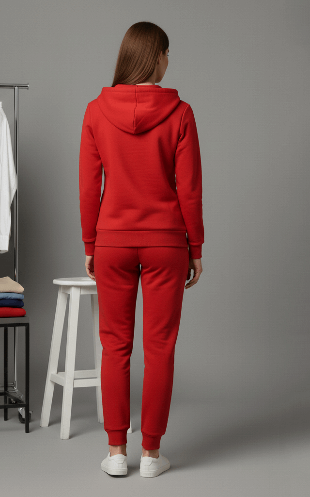 Red Zipper Hoodie Tracksuit