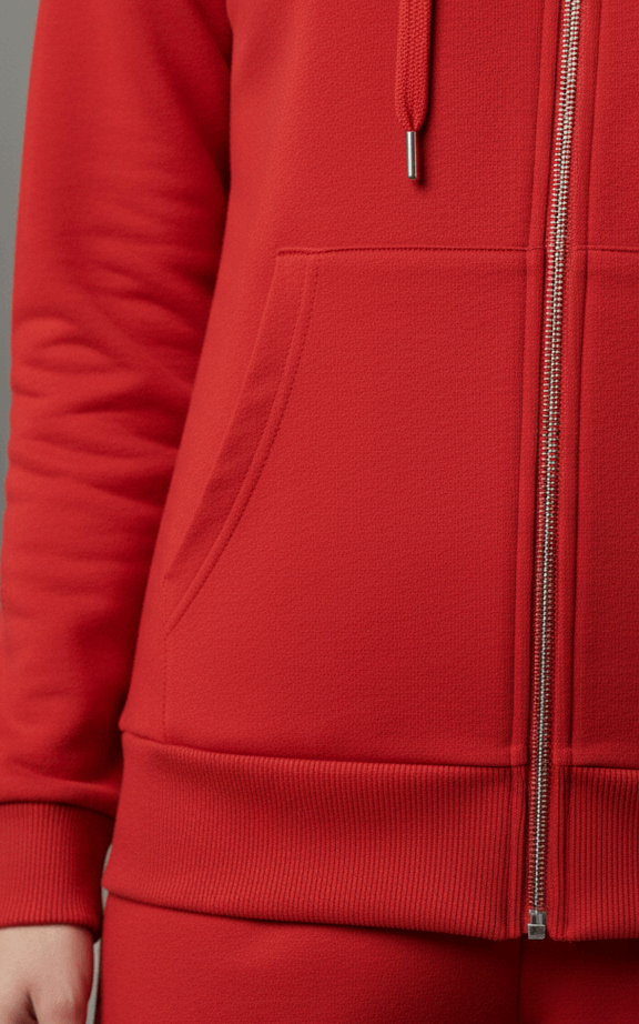 Red Zipper Hoodie Tracksuit