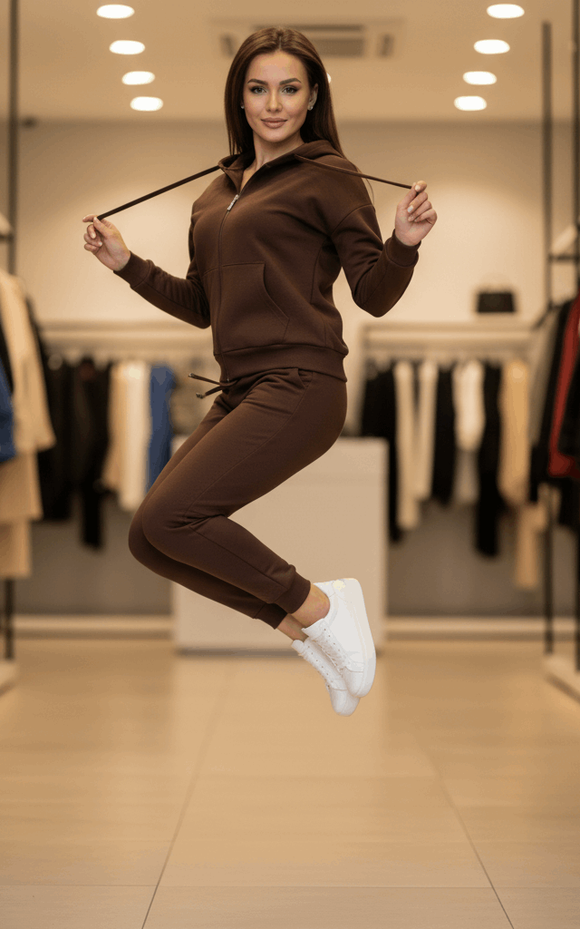 Chocolate Brown Zipper Hoodie Tracksuit
