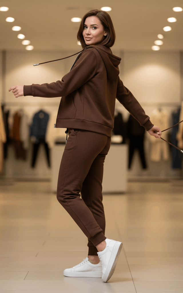 Chocolate Brown Zipper Hoodie Tracksuit