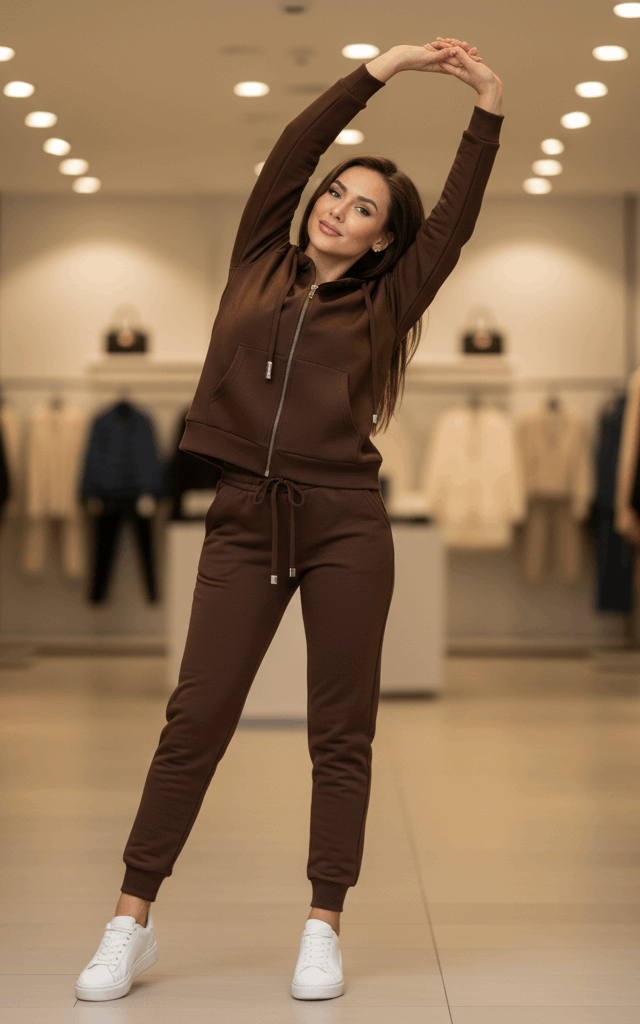 Chocolate Brown Zipper Hoodie Tracksuit