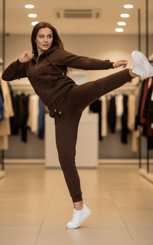 Chocolate Brown Zipper Hoodie Tracksuit