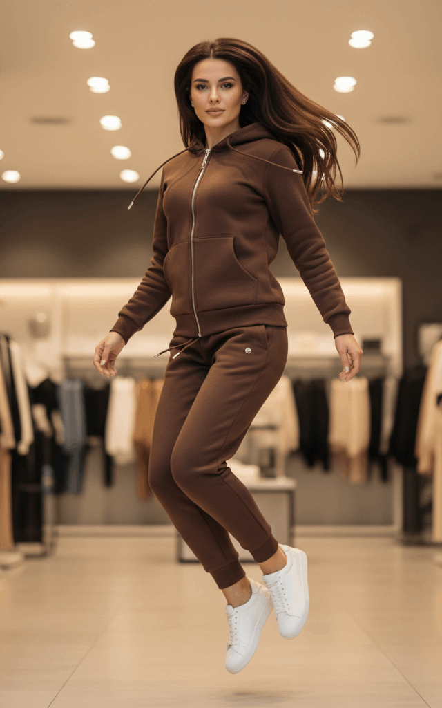 Chocolate Brown Zipper Hoodie Tracksuit