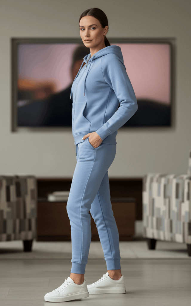 Indigo Zipper Hoodie Tracksuit
