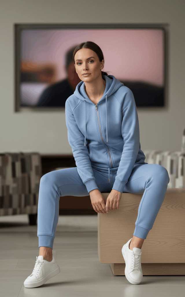Indigo Zipper Hoodie Tracksuit