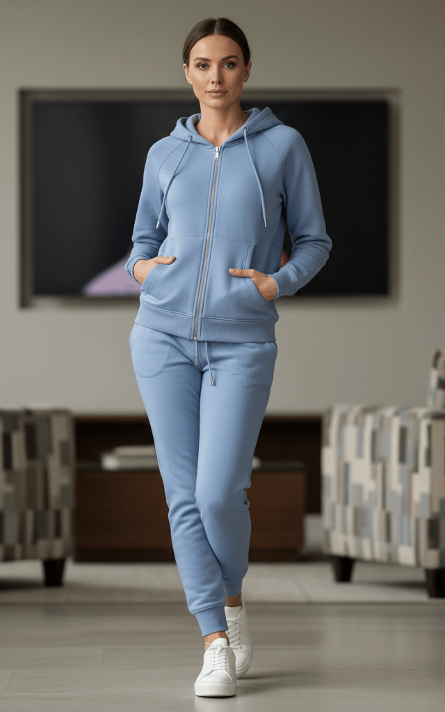 Indigo Zipper Hoodie Tracksuit
