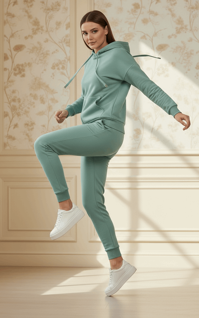 See Green Zipper Hoodie Tracksuit