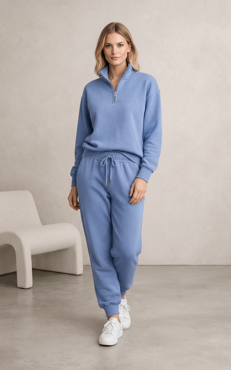 Indigo Quarter Zipper Tracksuit Indigo