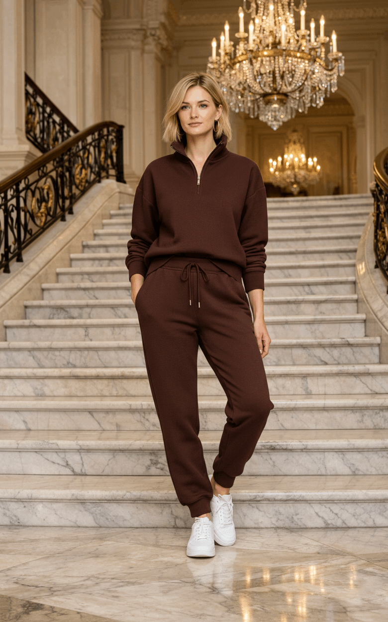 Chocolate Brown Quarter Zipper Tracksuit Chocolate Brown