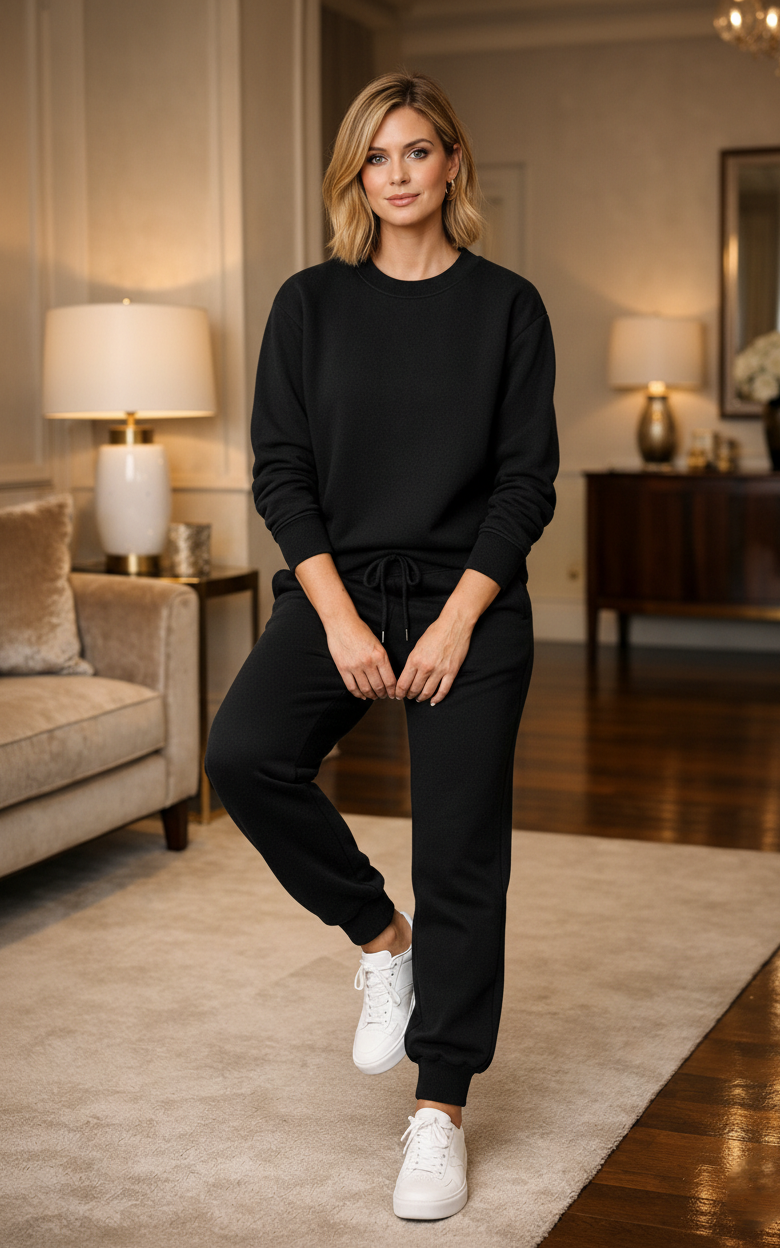 Black Sweatshirt Tracksuit Black
