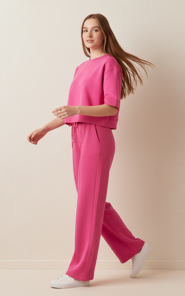 Pink Crop Sweatshirt & Flapper Trouser Tracksuit