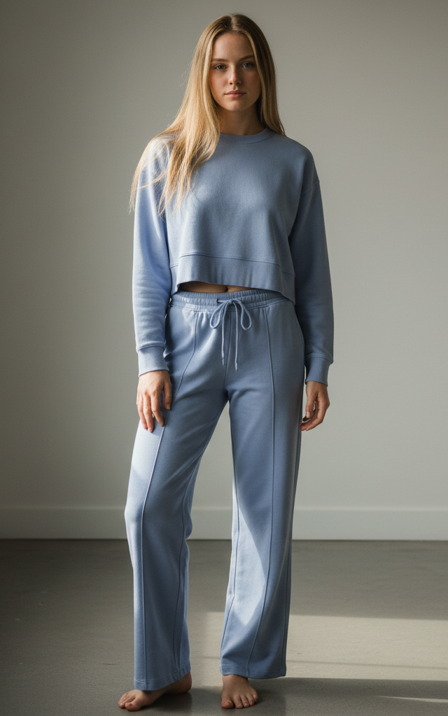 Indigo Crop Sweatshirt & Flapper Trouser Tracksuit