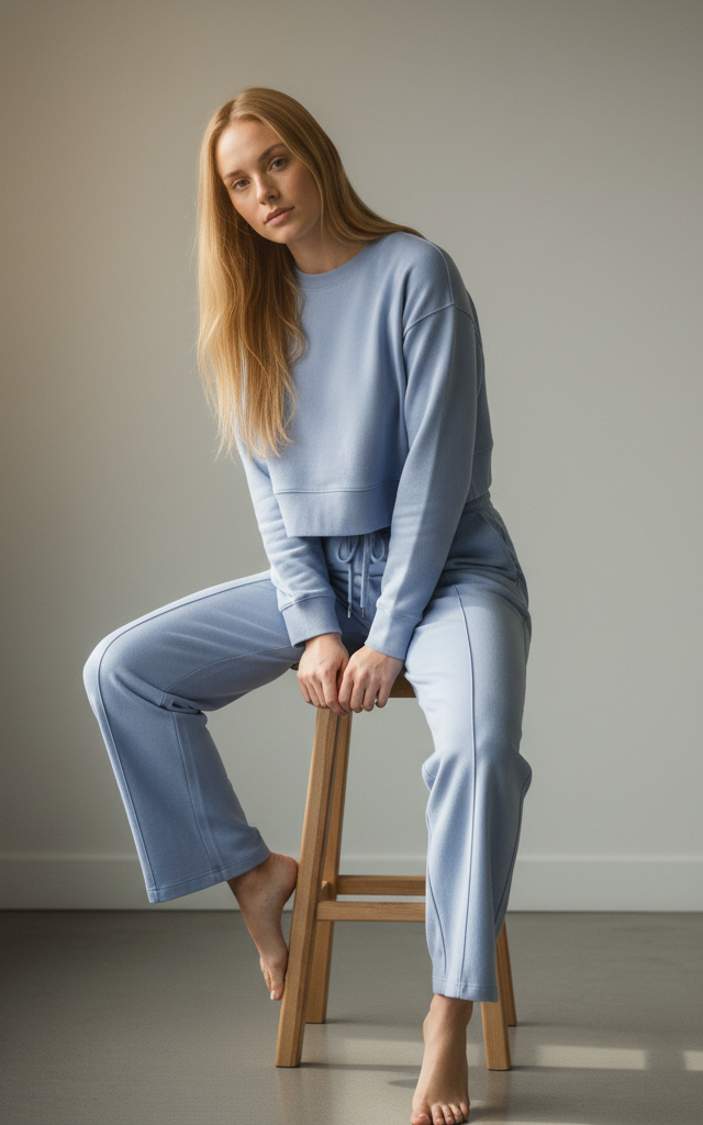 Indigo Crop Sweatshirt & Flapper Trouser Tracksuit Indigo