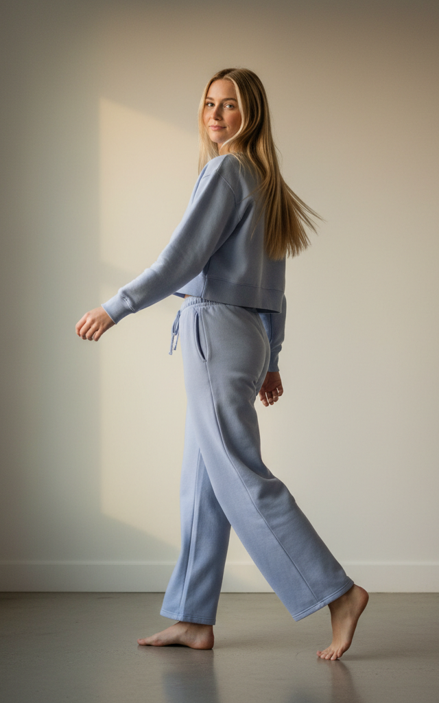 Indigo Crop Sweatshirt & Flapper Trouser Tracksuit