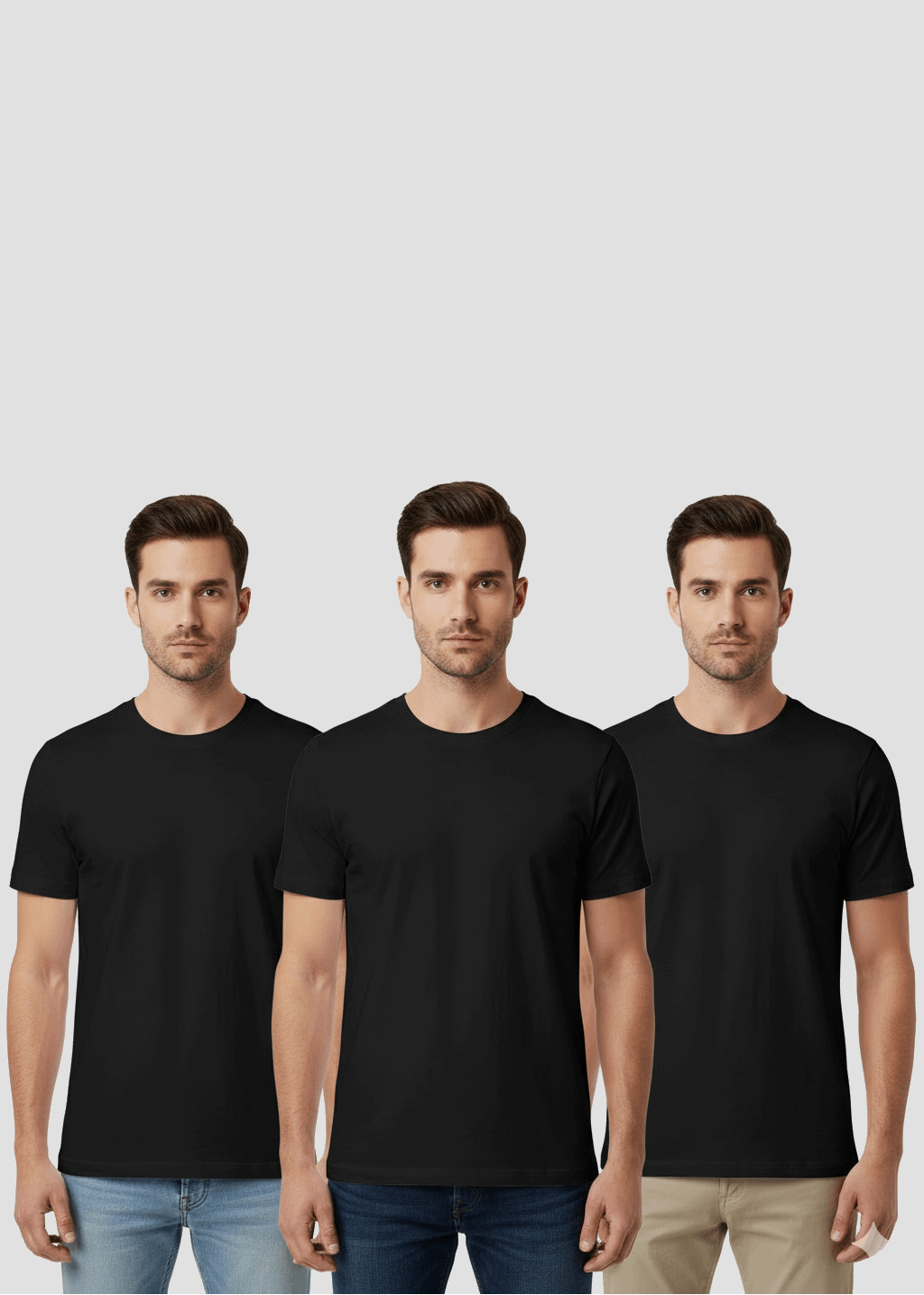 3 Black Pack of 3 Men’s T-Shirts - SKM Trio Savings