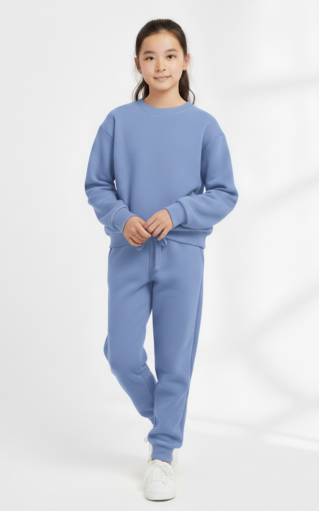 Classic Sweatshirt Tracksuit for Girls – Cozy & Stylish Everyday Tracksuit Indigo