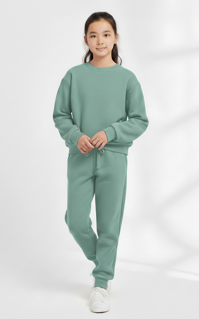 Classic Sweatshirt Tracksuit for Girls – Cozy & Stylish Everyday Tracksuit See Green