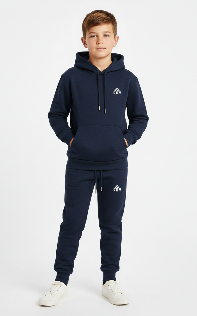 Boys’ Pullover Hoodie Tracksuit – Cozy & Stylish Outfit Set Navy Blue