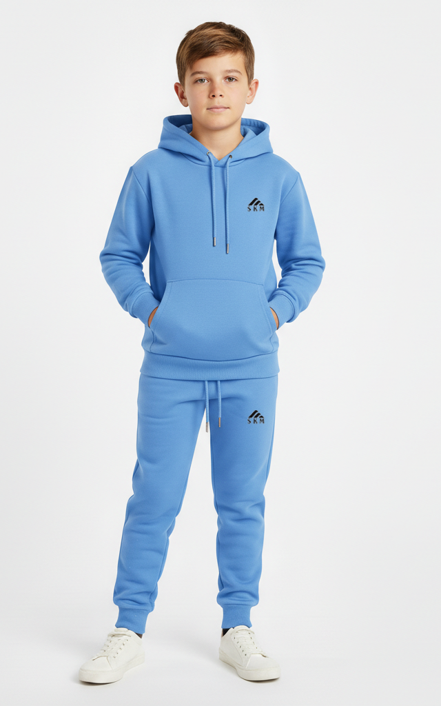 Boys’ Pullover Hoodie Tracksuit – Cozy & Stylish Outfit Set Heather Grey