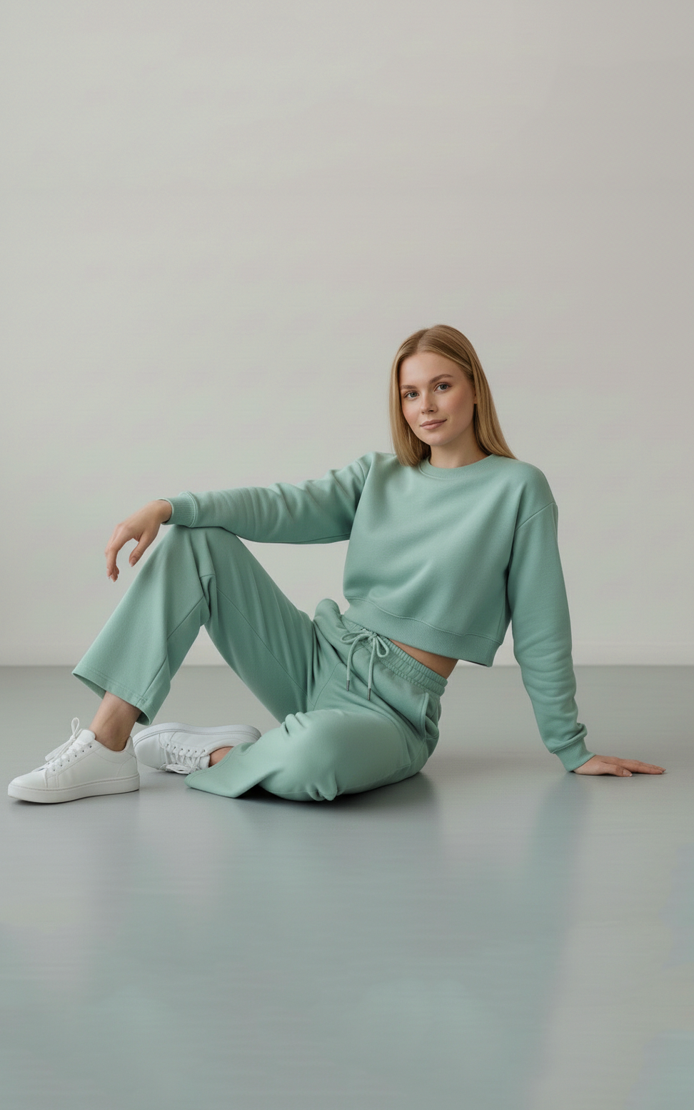 Black Crop Sweatshirt & Flapper Trouser Tracksuit