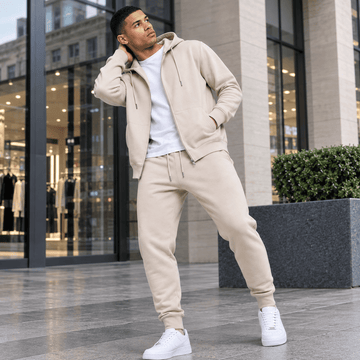 Men's zip-up hoodie tracksuit in a UK shopping mall | SKM Fashion