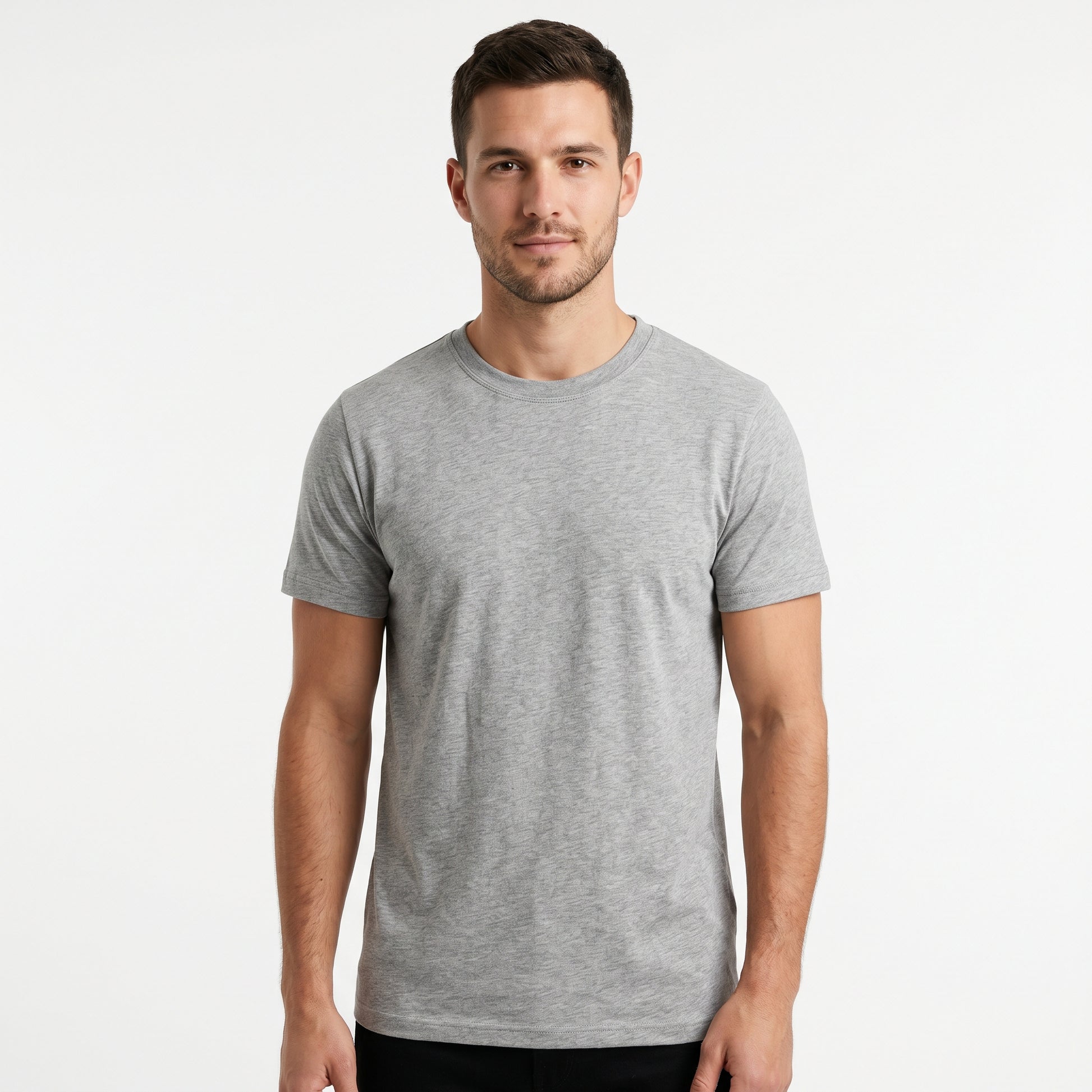 Men's 100% Cotton T-Shirt | Soft Breathable Crew Neck Basic Tee | Everyday Casual Essential Top Heather Grey