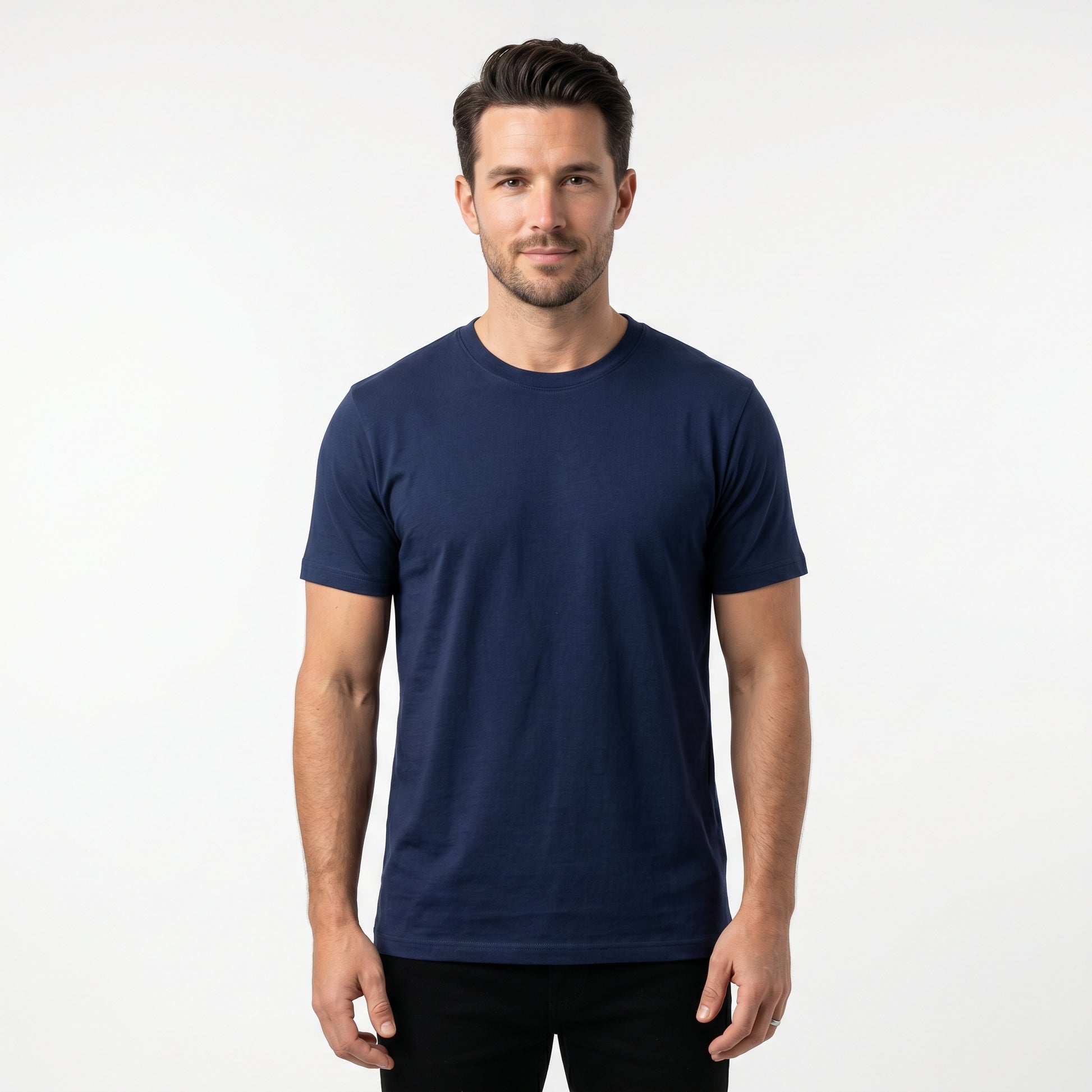 Men's 100% Cotton T-Shirt | Soft Breathable Crew Neck Basic Tee | Everyday Casual Essential Top Navy