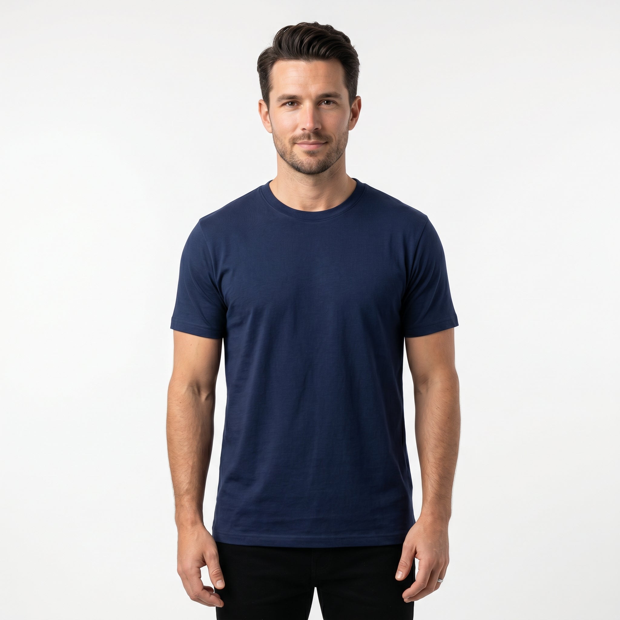 Men's 100% Cotton T-Shirt | Soft Breathable Crew Neck Basic Tee | Everyday Casual Essential Top Navy