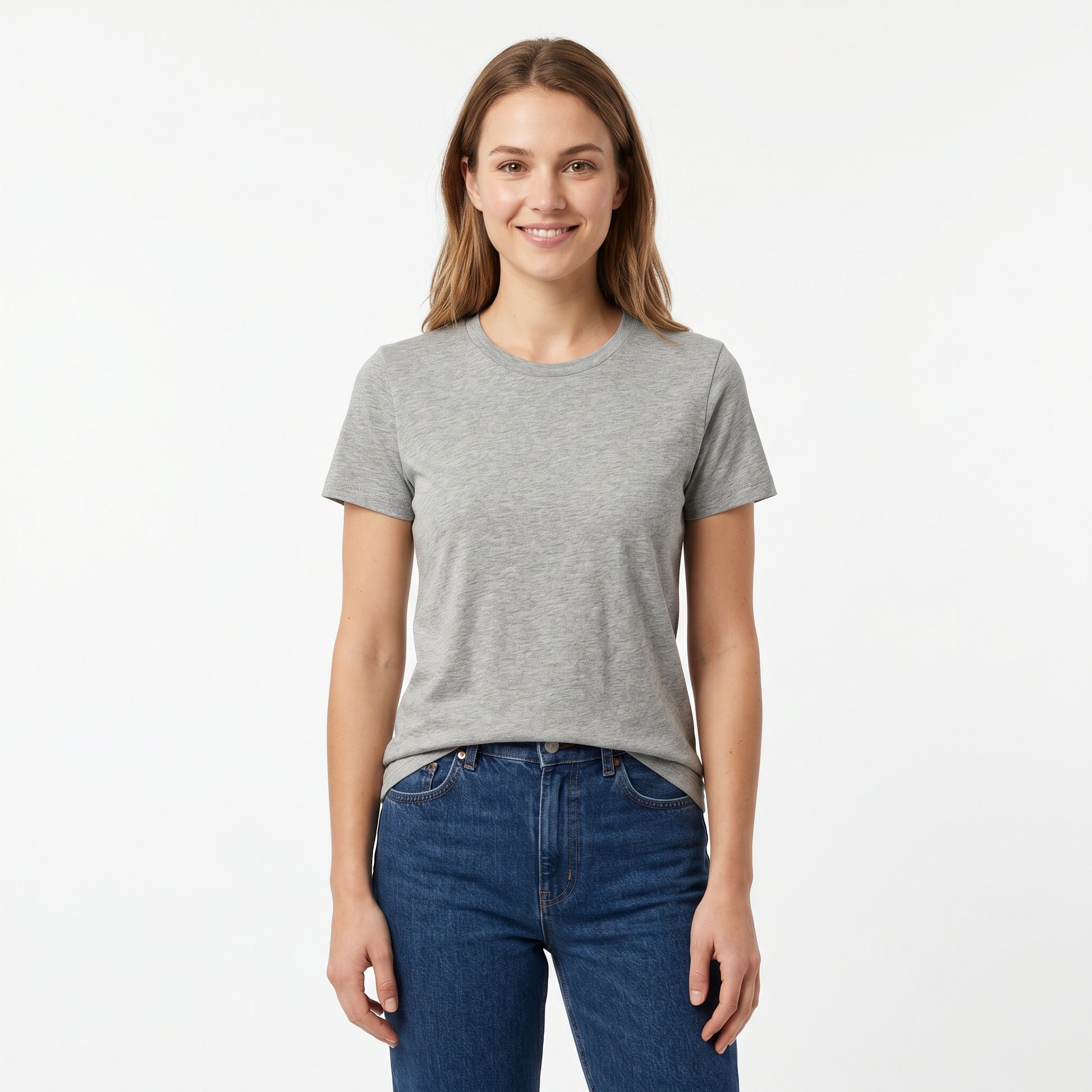 Women's 100% Cotton T-Shirt | Soft Breathable Crew Neck Basic Tee | Everyday Casual Essential Top Heather Grey