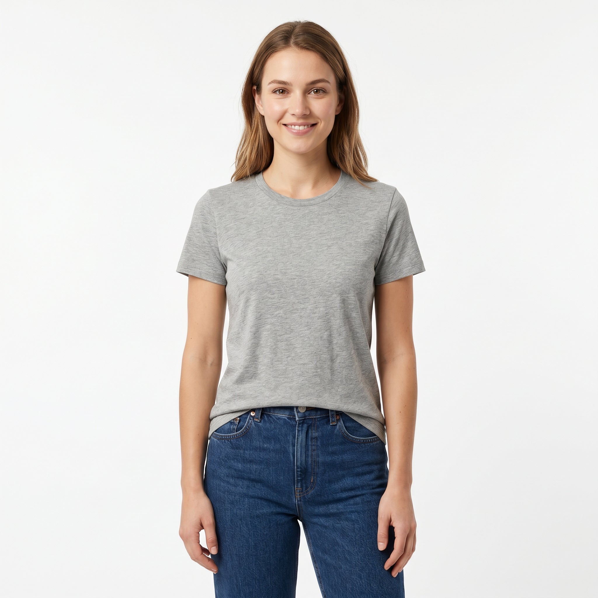 Women's 100% Cotton T-Shirt | Soft Breathable Crew Neck Basic Tee | Everyday Casual Essential Top Heather Grey