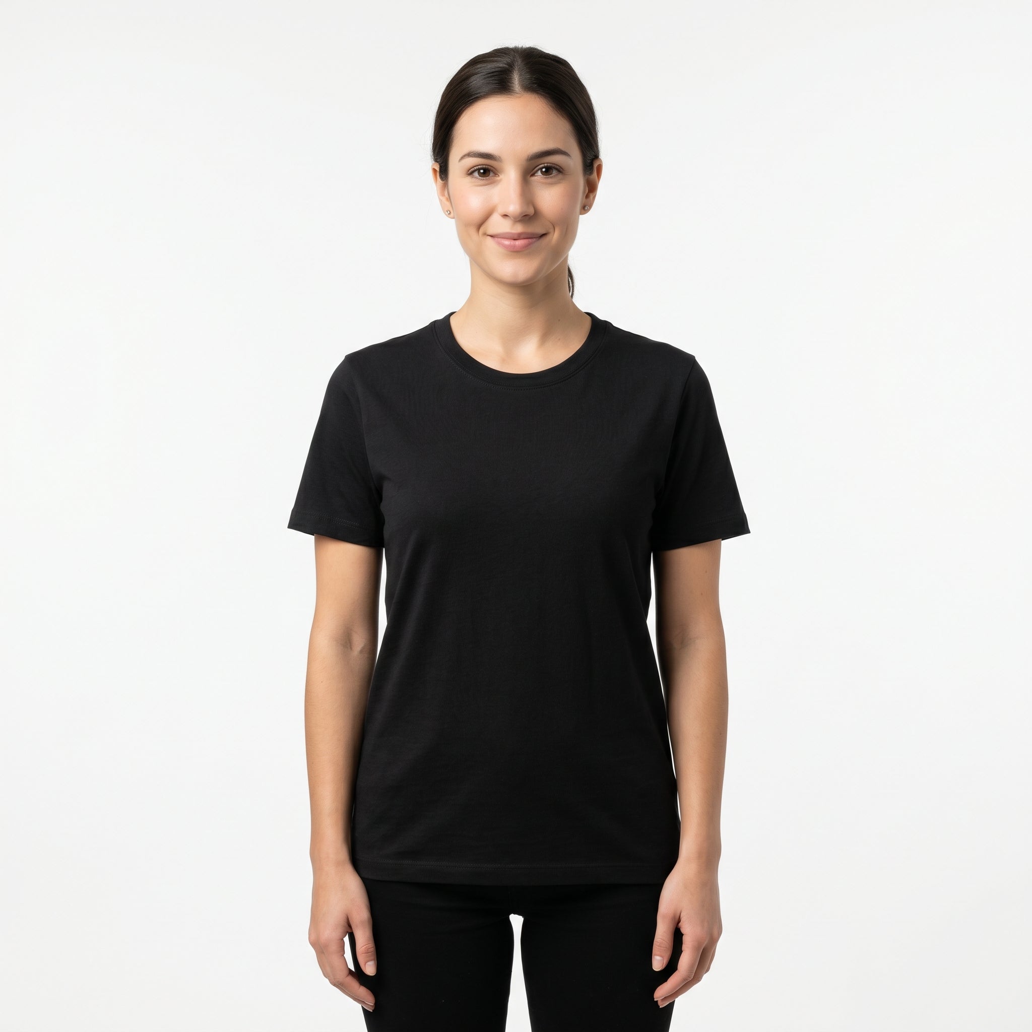 Women's 100% Cotton T-Shirt | Soft Breathable Crew Neck Basic Tee | Everyday Casual Essential Top Black