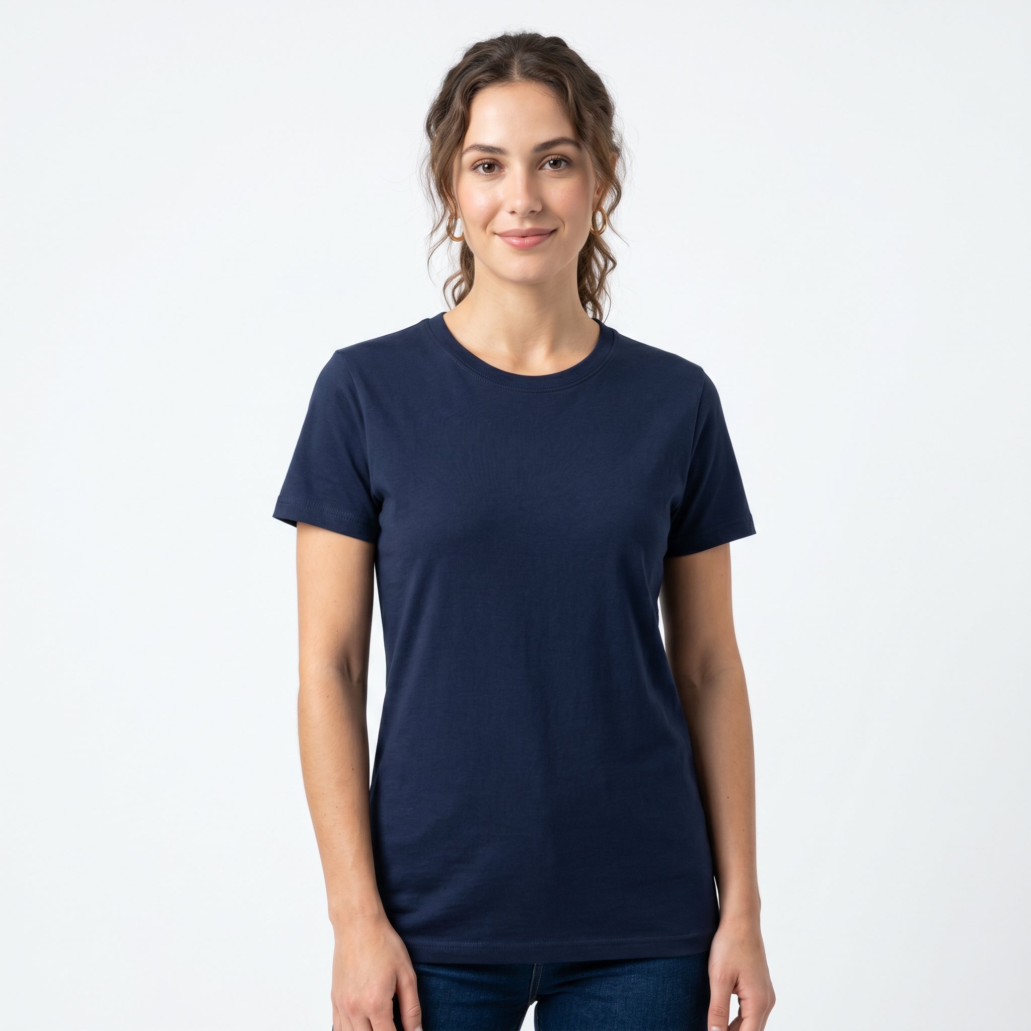 Women's 100% Cotton T-Shirt | Soft Breathable Crew Neck Basic Tee | Everyday Casual Essential Top Navy